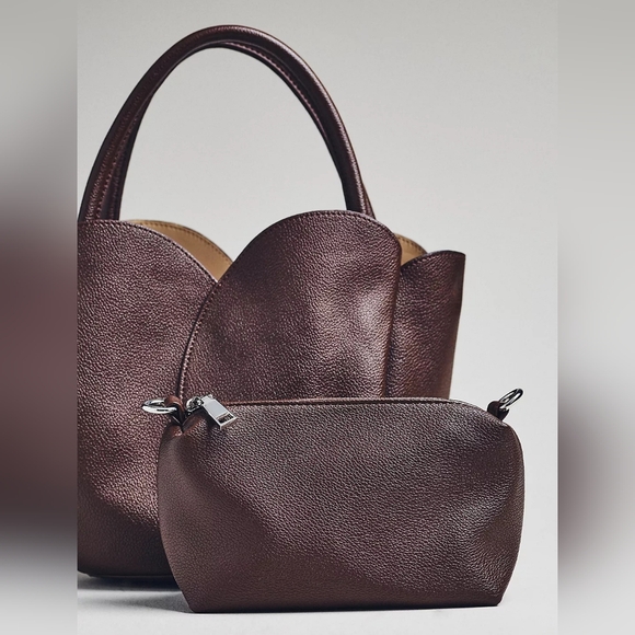 Anthropologie Brown Leather Tote Bag - Picture 2 of 3